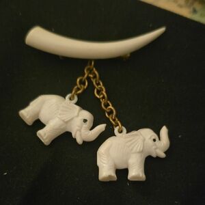 Charming White Elephant Brooch for Kids